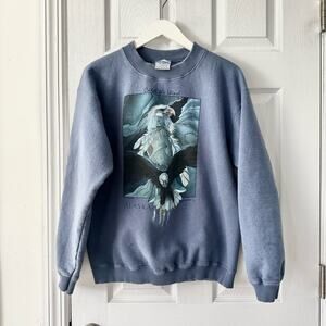 Vintage 90s Catch The Wind Eagle Native Art USA Glitter Large Gildan Heavyweight